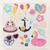 Cute Nautical Birthday Glasuntersetzer (Vorderseite)