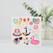 Cute Nautical Birthday Invitation Einladung (Stehend Vorderseite)