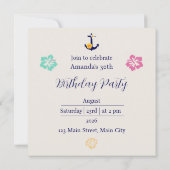 Cute Nautical Birthday Invitation Einladung (Rückseite)