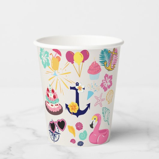 Cute Nautical Birthday Pappbecher (Vorderseite)
