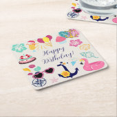 Cute Nautical Birthday Rechteckiger Pappuntersetzer (angewinkelt)