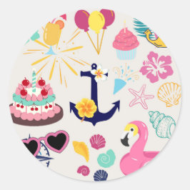 Cute Nautical Birthday Runder Aufkleber