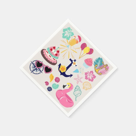 Cute Nautical Birthday Serviette (Ecke)