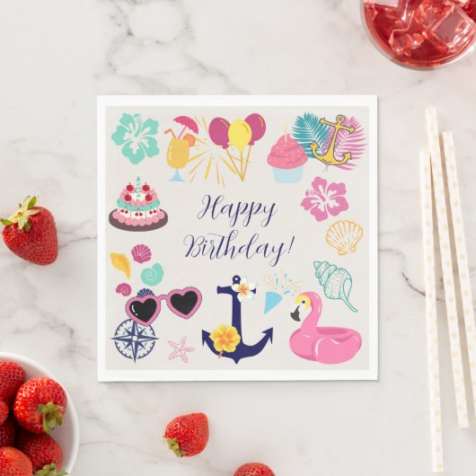 Cute Nautical Birthday Serviette (Beispiel)