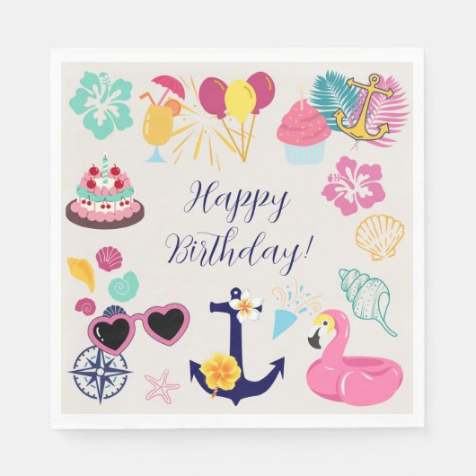 Cute Nautical Birthday Serviette (Vorderseite)
