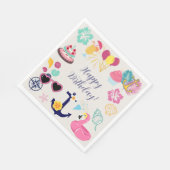 Cute Nautical Birthday Serviette (Ecke)