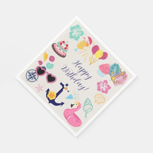 Cute Nautical Birthday Serviette (Ecke)