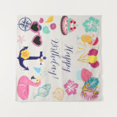 Cute Nautical Birthday Wandteppich (Vorderseite (Horizontal))