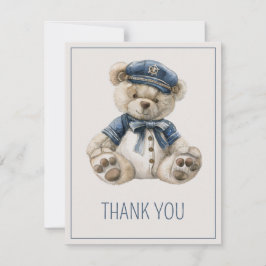 Cute Nautical Blue Baby Bear Baby Shower Dankeskarte