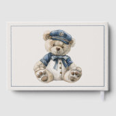 Cute Nautical Blue Baby Bear Baby Shower Gästebuch (Rückseite)