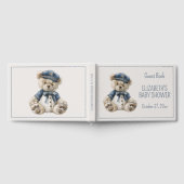 Cute Nautical Blue Baby Bear Baby Shower Gästebuch (Voll)