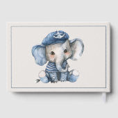 Cute Nautical Blue Baby Elephant Baby Shower Gästebuch (Rückseite)