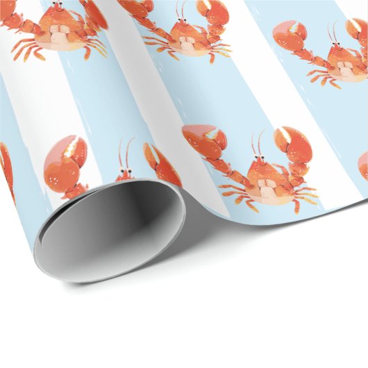 Cute Nautical Lobster Crawfish Pattern Geschenkpapier (Rolleneckpunkt)