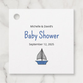 Cute Nautical Sailboat Baby Boy Couples Shower Geschenkanhänger