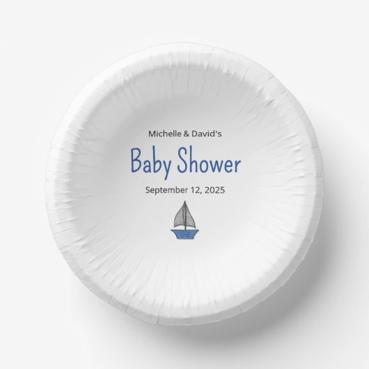 Cute Nautical Sailboat Baby Boy Couples Shower Pappteller (Vorderseite)