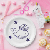 Cute Nautical Whale Pappteller (Party)
