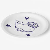 Cute Nautical Whale Pappteller (Schrägansicht)