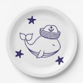 Cute Nautical Whale Pappteller (Vorderseite)