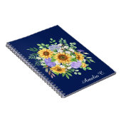 Cute Navy Blue Boho Wildflowers Notebook Journal Notizblock (Rechte Seite)