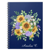 Cute Navy Blue Boho Wildflowers Notebook Journal Notizblock (Vorderseite)