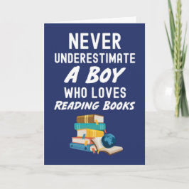 Cute Navy Blue Book Reading Cards For Baby Boy Kid Karte