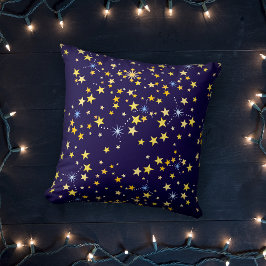   Cute Navy Blue Celestial Pattern Fun Lovely Star Kissen