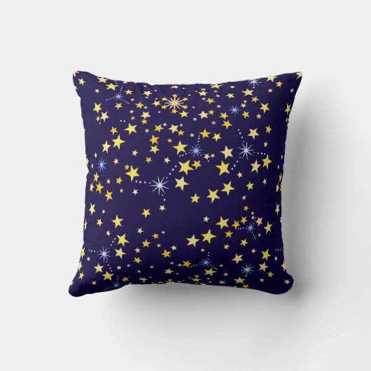 Cute Navy Blue Celestial Pattern Fun Lovely Star Kissen (Rückseite)