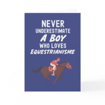 Cute Navy Blue Equestrian Cards For Baby Boys Kids