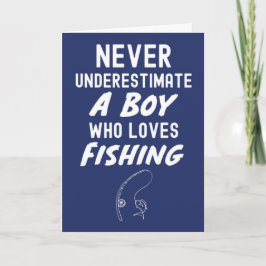 Cute Navy Blue Fishing Cards For Baby Boys Kids Karte