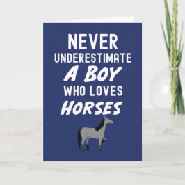 Cute Navy Blue Horse Cards For Baby Boys Kids Farm Karte