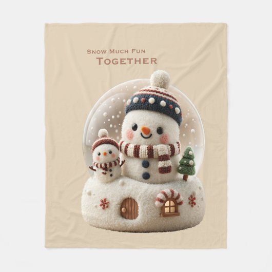 Cute Needle Felted Snowman Snowglobe Fleecedecke (Vorderseite)