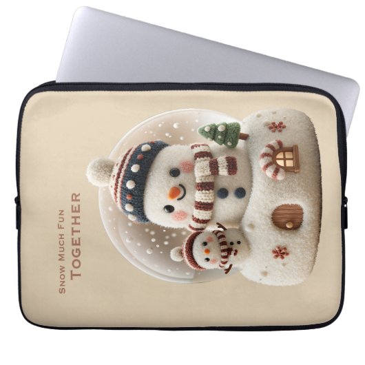 Cute Needle Felted Snowman Snowglobe Laptopschutzhülle (Vorderseite)