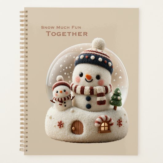 Cute Needle Felted Snowman Snowglobe Planer (Vorderseite)