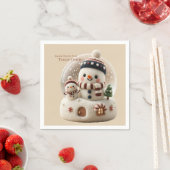 Cute Needle Felted Snowman Snowglobe Serviette (Beispiel)