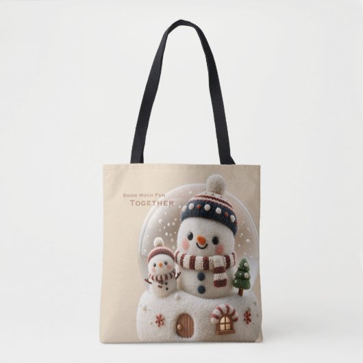 Cute Needle Felted Snowman Snowglobe Tasche (Vorderseite)