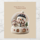 Cute Needle Felted Snowman Snowglobe Weinetikett (Einzelnes Label)