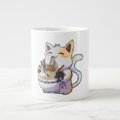 Cute Neko Cat With Ramen Noodles Bowl Anime Japan Jumbo-Tasse (Vorderseite)
