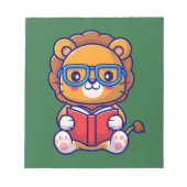 Cute Nerd Lion Reading a Book Notizblock (Vorderseite)
