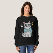 Cute Nerdy Cat with Glasses and Scarf Sweatshirt (Vorne ganz)