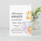 Cute Neutral Forest Animals Baby Shower Einladung (Stehend Vorderseite)