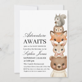 Cute  Neutral Forest Animals Baby Shower  Einladung