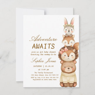 Cute Neutral Forest Animals Baby Shower Invitation Einladung