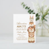 Cute Neutral Forest Animals Baby Shower Invitation Einladung (Stehend Vorderseite)