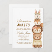 Cute Neutral Forest Animals Baby Shower Invitation Einladung (Vorne/Hinten)