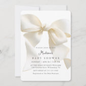 Cute Neutral Ivory Coquette Bow Baby Shower Einladung (Vorderseite)