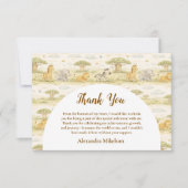 Cute Neutral Safari Animals First Birthday Dankeskarte (Vorderseite)