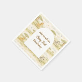 Cute Neutral Safari Animals First Birthday Serviette (Ecke)