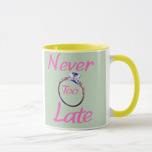 Cute Never Too Late Tasse (Rechts)