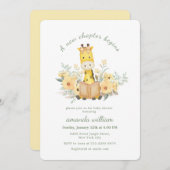 Cute New Chapter Begins Garden Giraffe Baby Shower Einladung (Vorne/Hinten)
