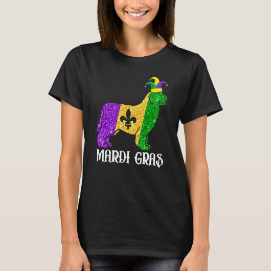 Cute Newfoundland Dog Lover Mardi Gras Party Jeste T-Shirt (Vorderseite)